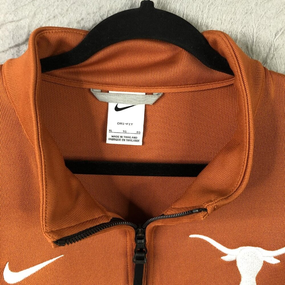 Texas Longhorns Sweatshirt Mens XL Orange NCAA Football Nike Dri Fit Quarter Zip - Picture 16 of 16